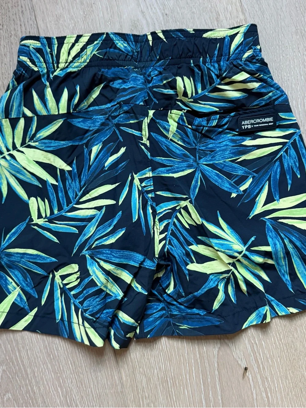 Boy’s Black Tropical Leaf Swim Shorts - Blue & Lime